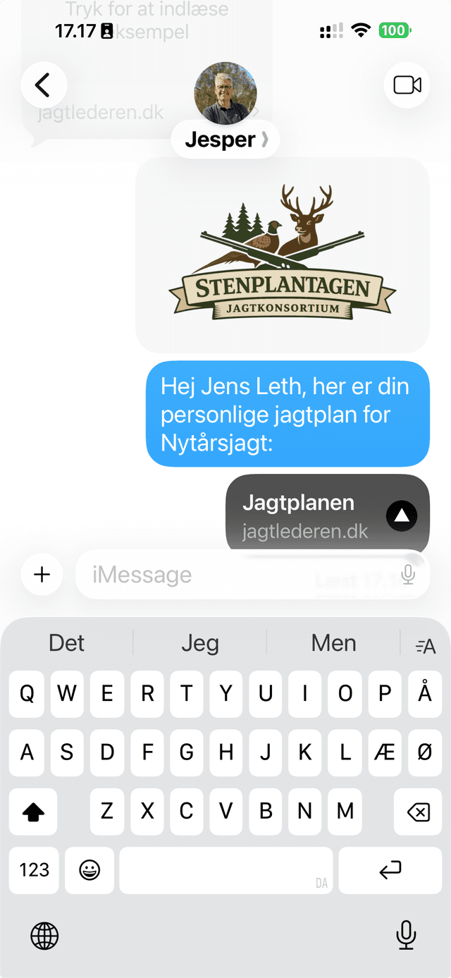 SMS med link til jagtplan