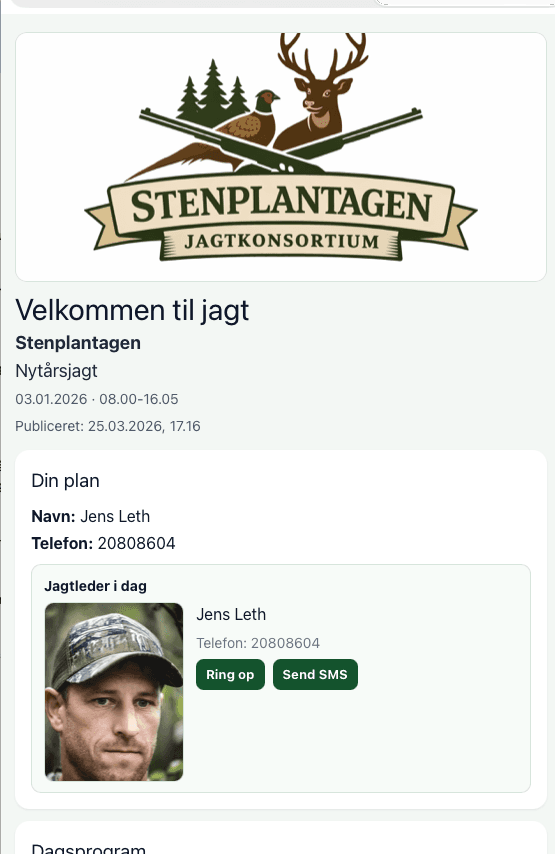 Velkommen til jagt — jagtleder kontakt